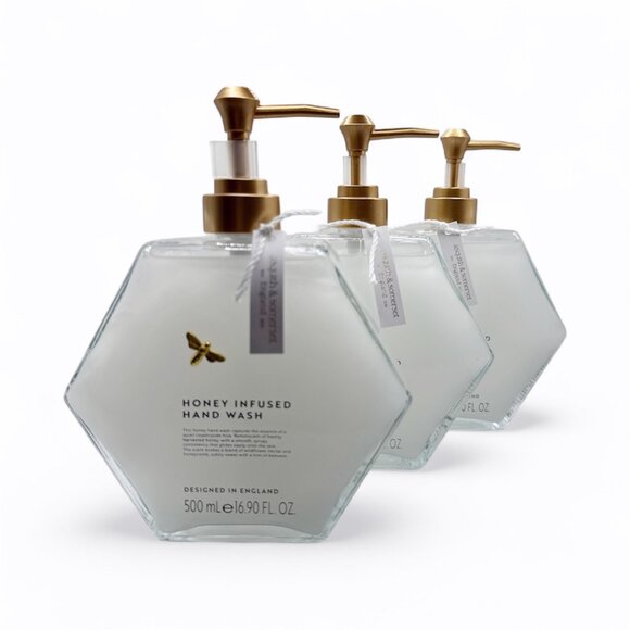 NEW Asquith & Somerset - Honey Infused Hand Wash Glass Hexagon Bottle 16.9 fl oz - Picture 6 of 6